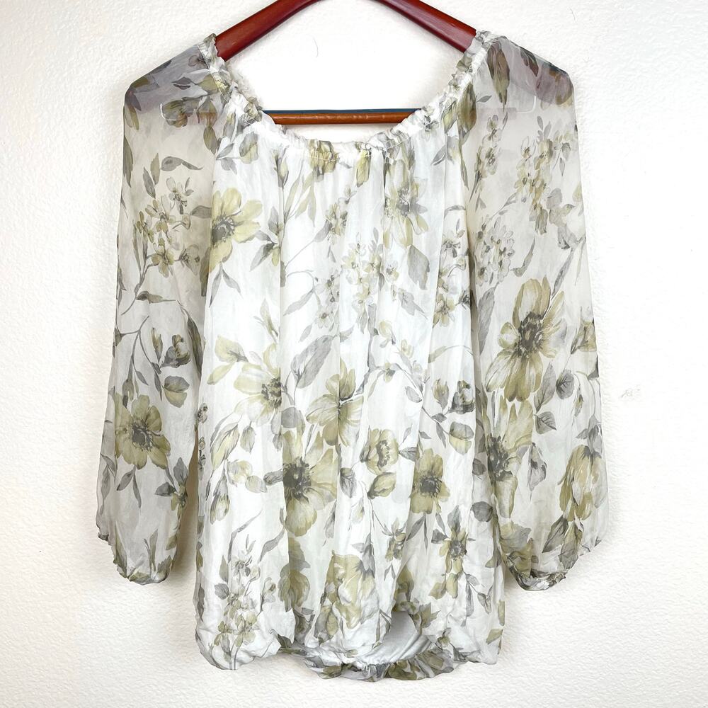Vintage Womens Silk Top Sz S Fairy Cottage Italy Delicate Feminine Romantic Boho